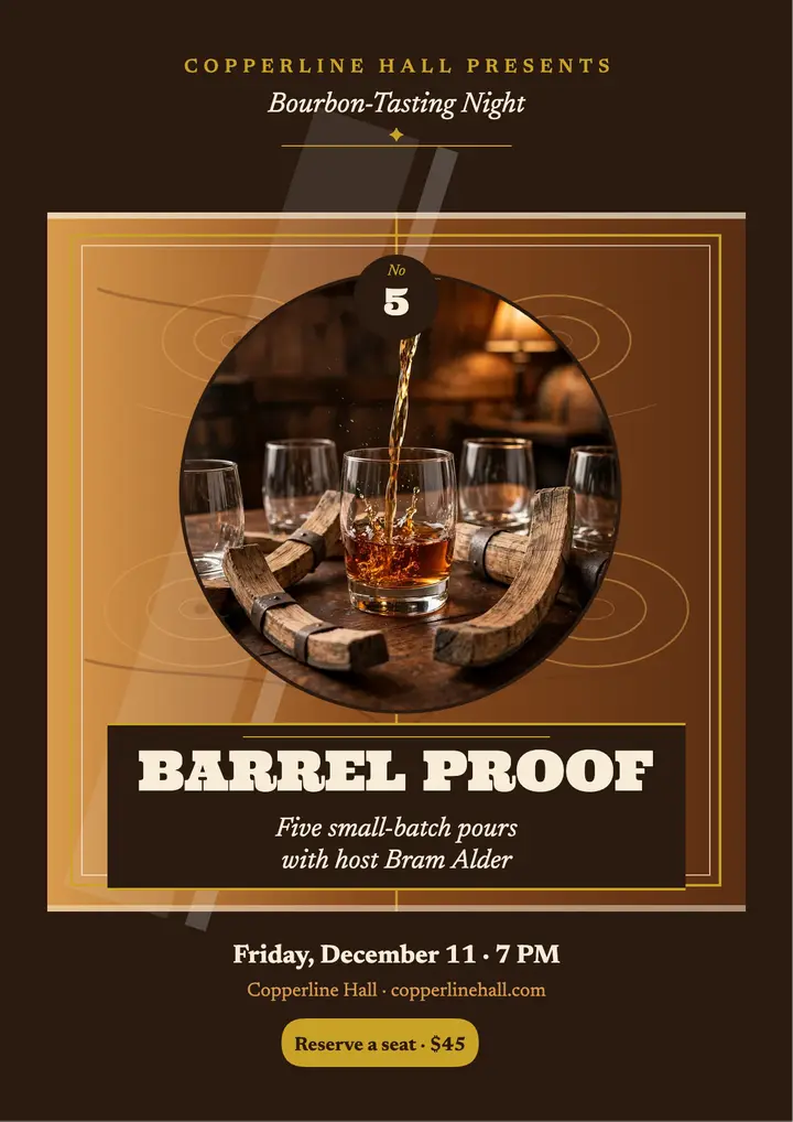 Copperline bourbon tasting burl flyer template