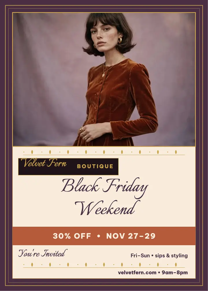 Velvet Fern Black Friday invite template