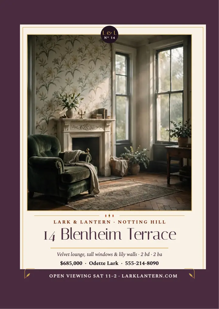Blenheim Terrace boutique flat flyer template