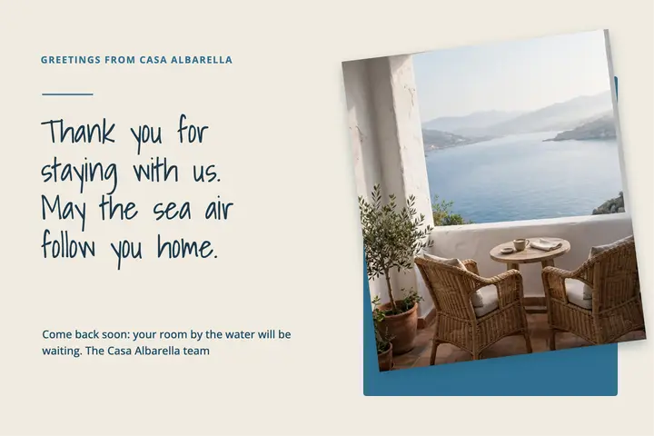 Boutique hotel thank-you template