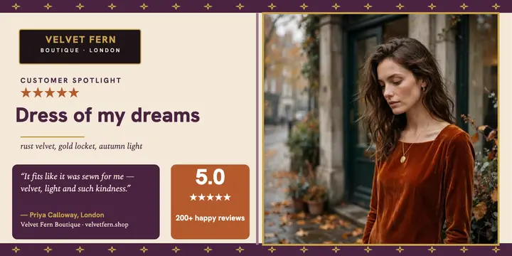 Velvet Fern Boutique customer review post template