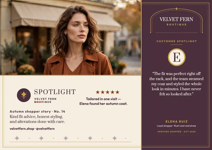 Velvet Fern shopper spotlight certificate template