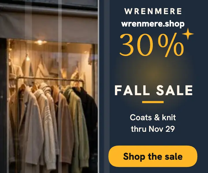 Wrenmere Boutique fall sale window ad template