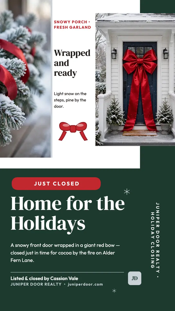 Juniper Door holiday closing story template