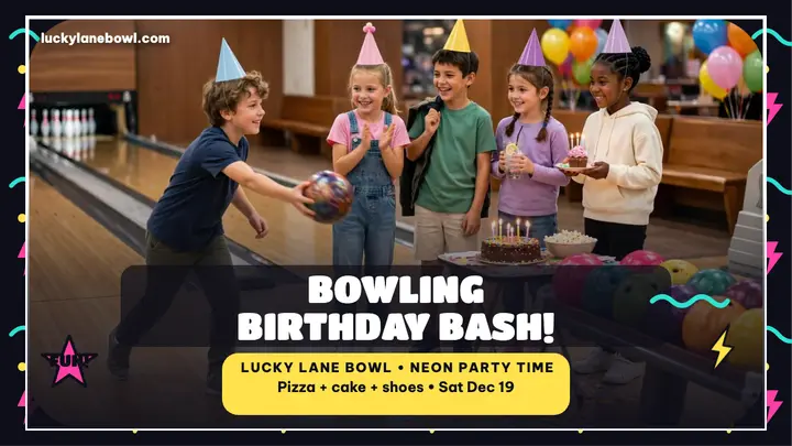 Lucky Lane bowling birthday thumbnail template