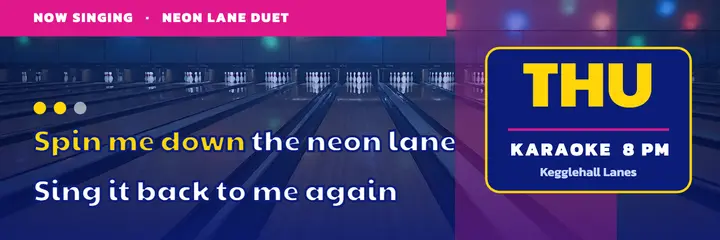 Kegglehall Lanes karaoke Thursday lyric screen header template