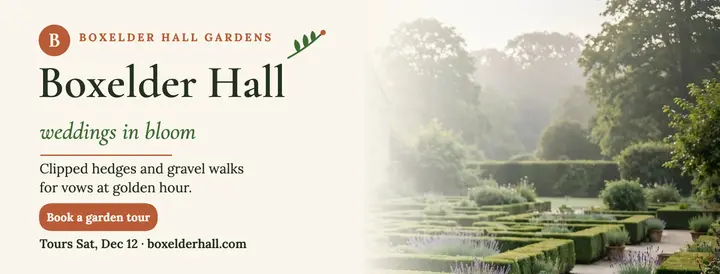 Boxelder Hall garden wedding cover template