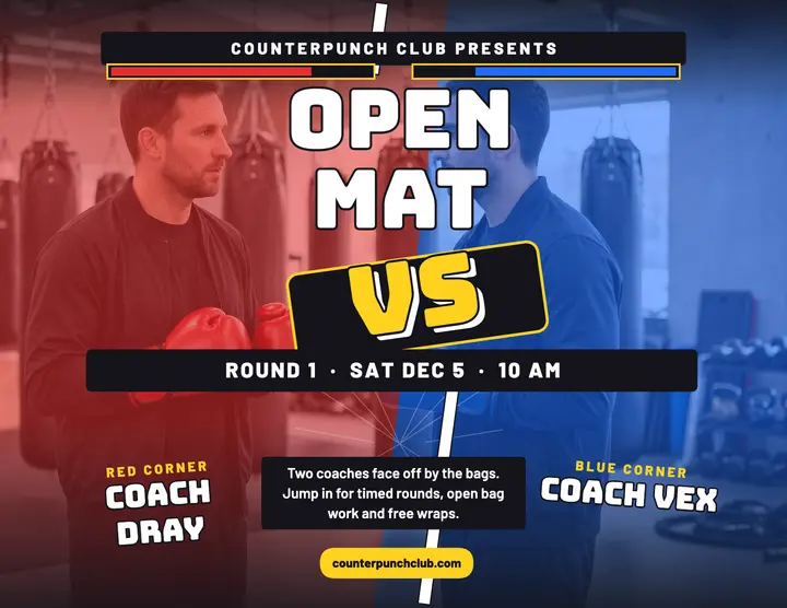 Counterpunch open mat versus flyer: boxing open mat flyer template