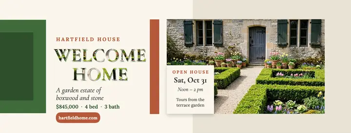 Hartfield House garden estate open house cover template