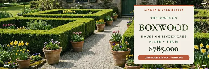 Boxwood House garden estate header template
