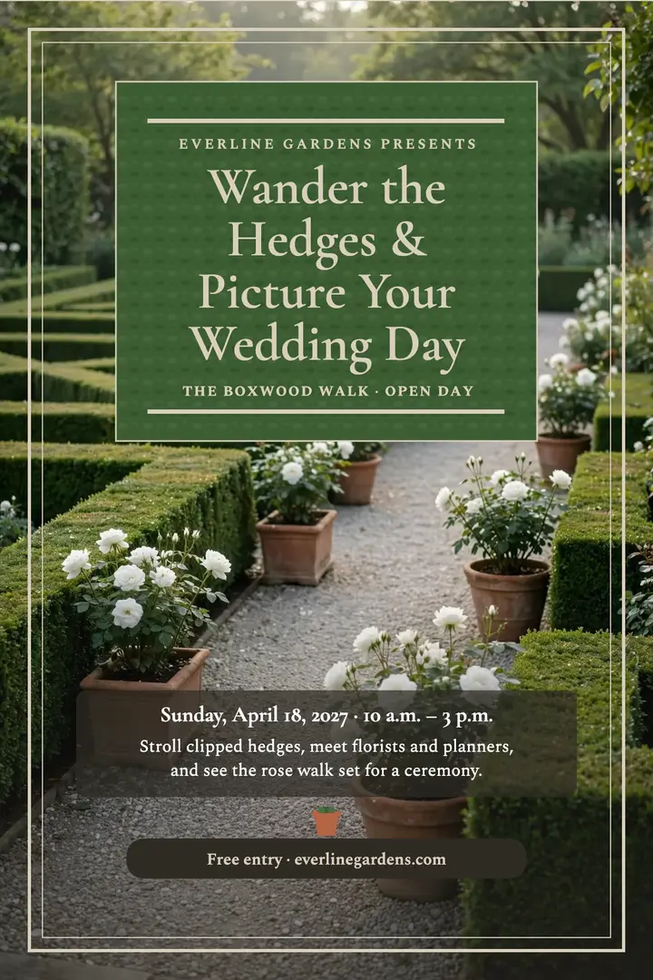 Everline Gardens wedding open day poster template