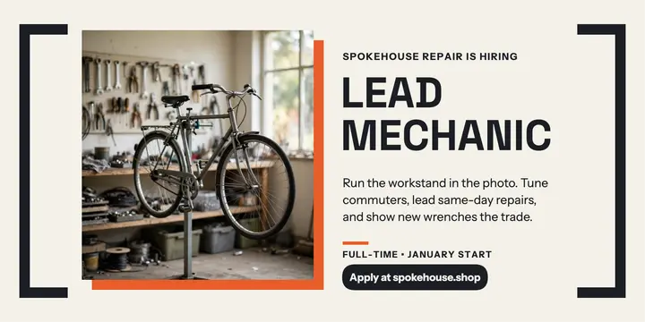Spokehouse Repair lead mechanic post: bike shop hiring post template