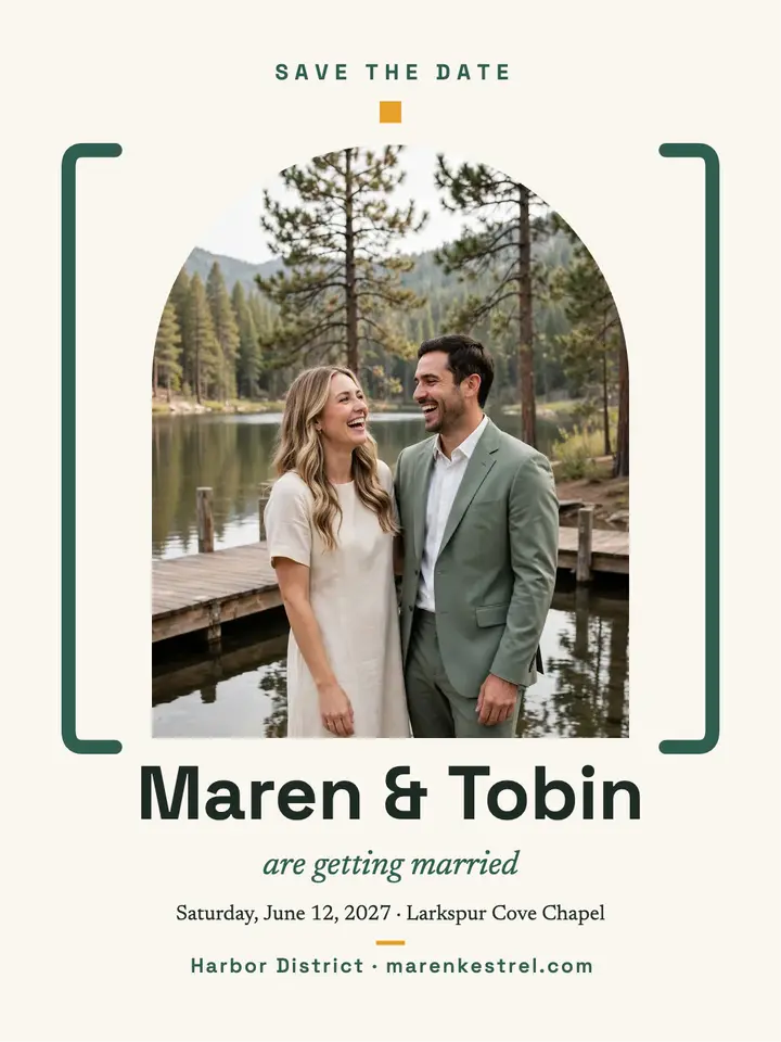 Maren and Tobin lakeside save the date template