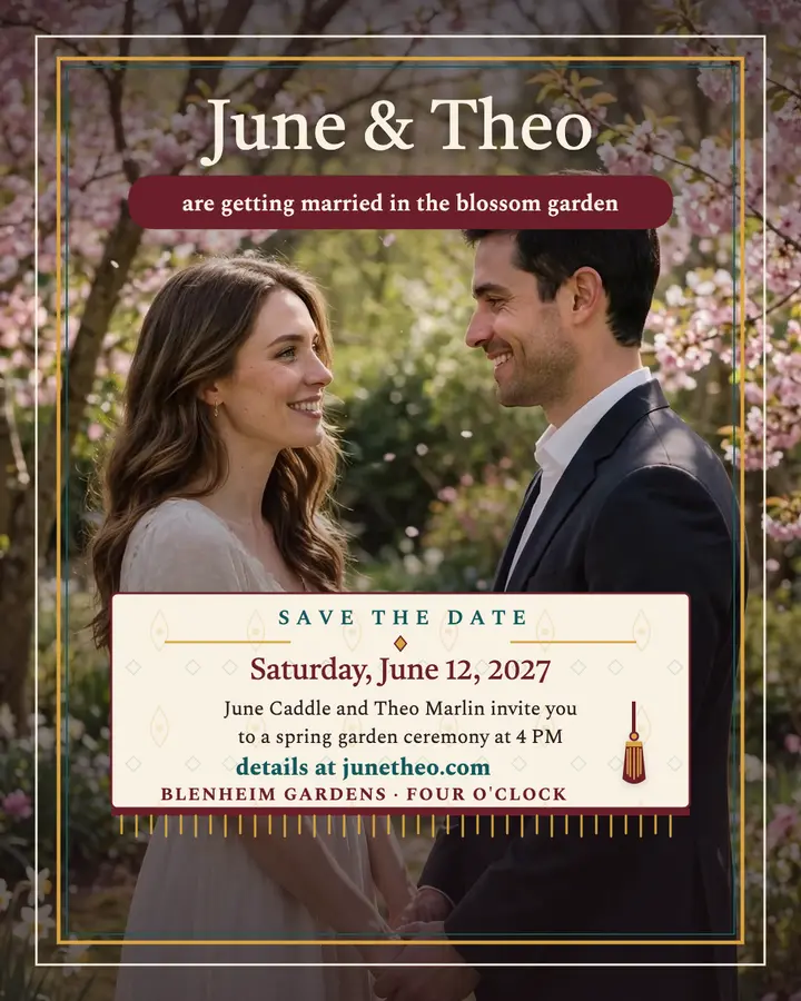 Braid frame garden save the date template