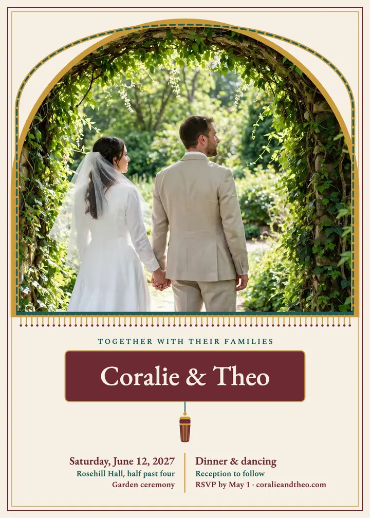 Coralie and Theo braided arch invitation template