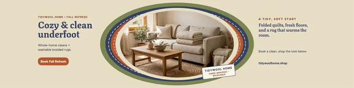 Tidywool Home cozy clean banner template