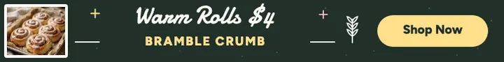 Bramble Crumb warm rolls leaderboard: bakery ad leaderboard template