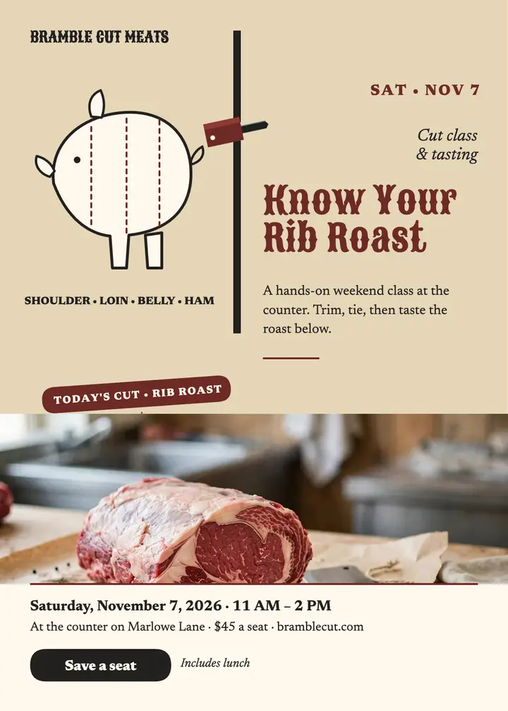 Bramble Cut weekend cut class invitation template