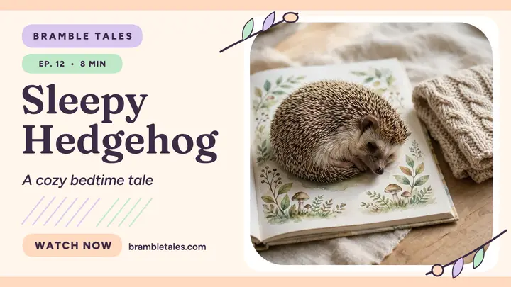 Bramble Tales sleepy hedgehog thumbnail template
