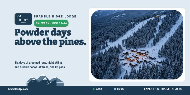 Bramble Ridge ski week painted map post template