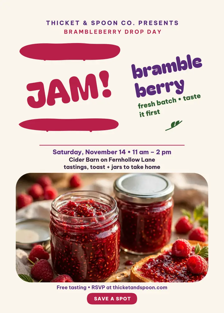 Brambleberry Jam Drop invitation template