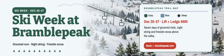 Bramblepeak ski week banner, trail map template