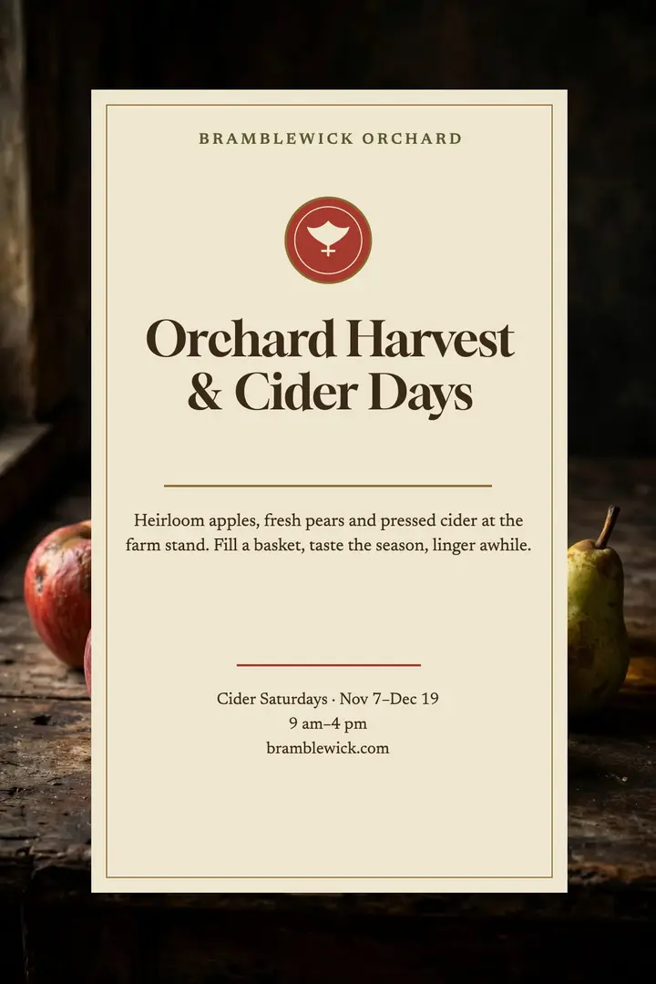 Bramblewick Orchard harvest poster template