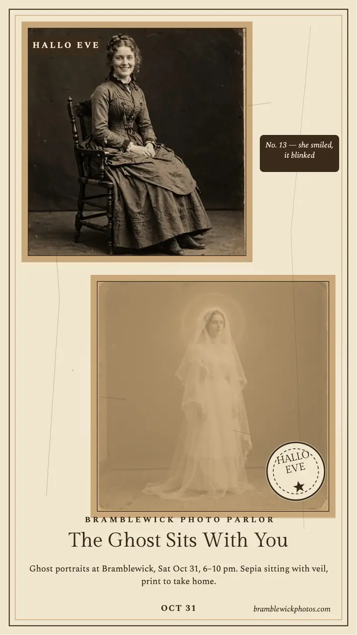 Bramblewick spirit portrait halloween story: halloween ghost portrait story template
