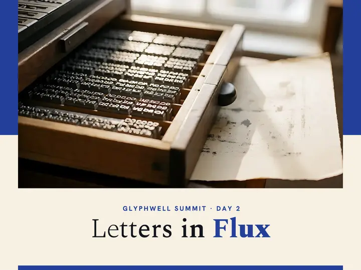 Letters in Flux, type and brand session title slide template