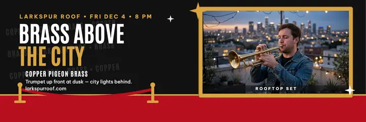 Copper Pigeon Brass rooftop press wall: rooftop concert header template