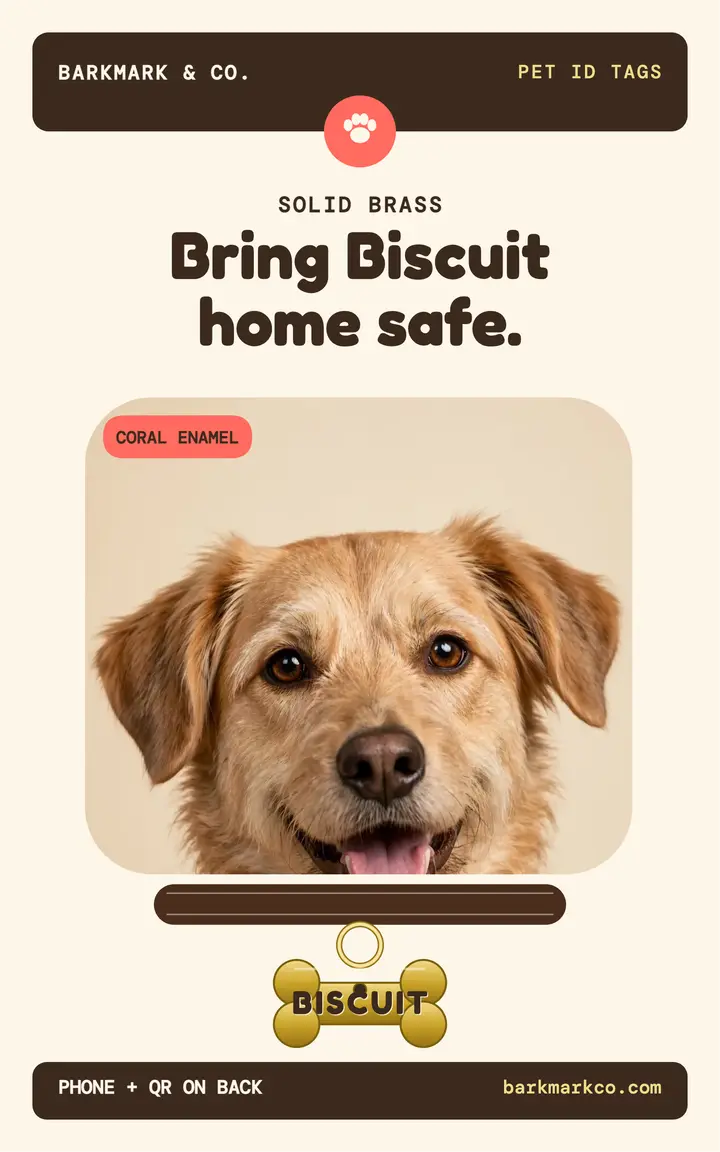 Barkmark brass bone tag promo, Biscuit template