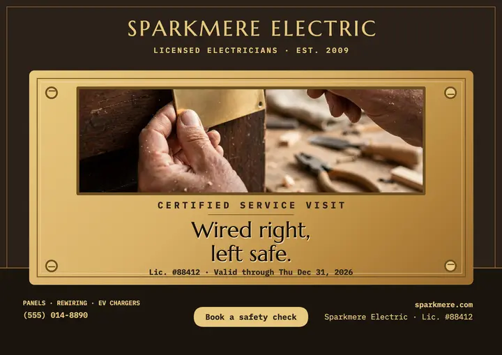 Sparkmere Electric brass plaque visit card template