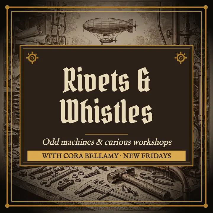 Rivets and Whistles brass invention podcast cover template