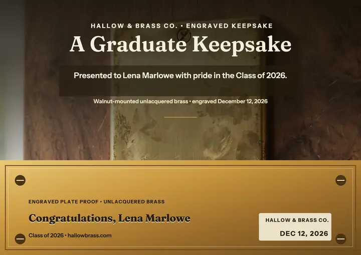 Hallow Brass graduate keepsake certificate template