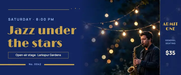 Jazz under the stars ticket template