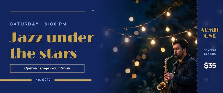 Jazz under the stars ticket template
