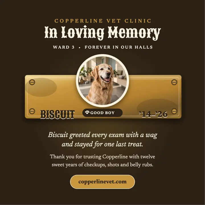 Copperline brass kennel plaque for Biscuit template