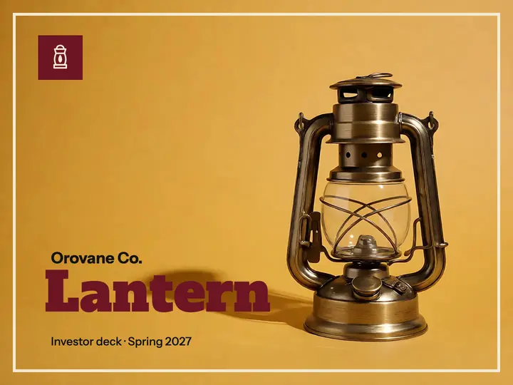 Brass lantern pitch deck title slide template