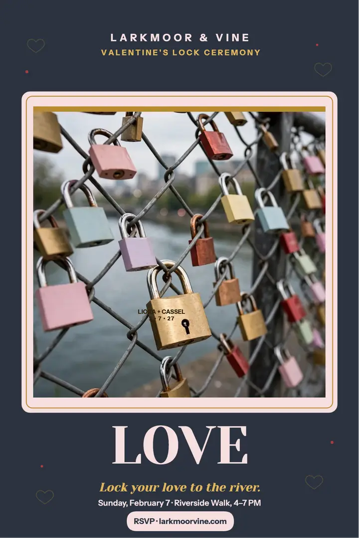Larkmoor love lock fence Valentine poster: valentine's lock poster template