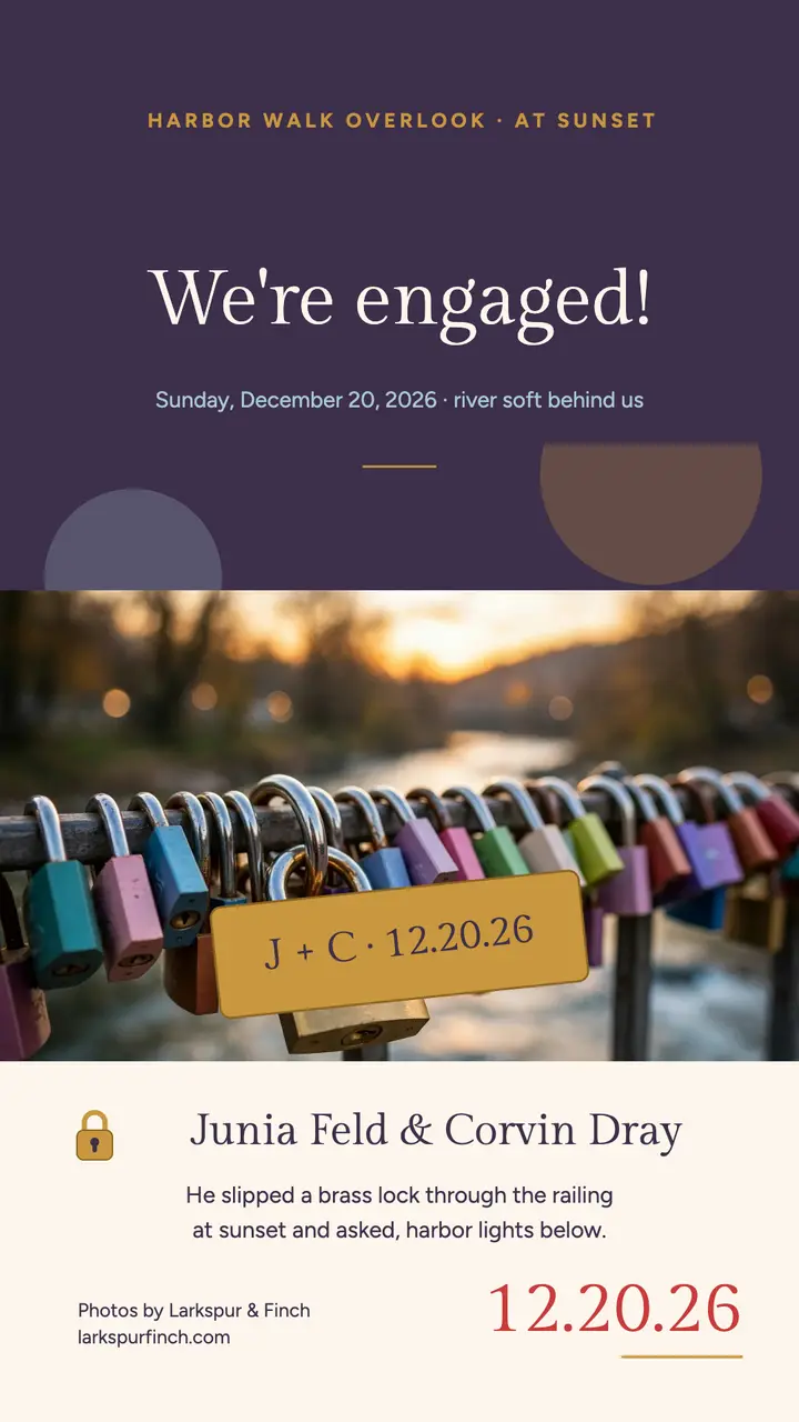 Junia and Corvin padlock engagement story template