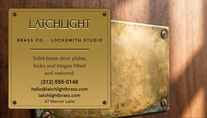 Latchlight brass locksmith card template