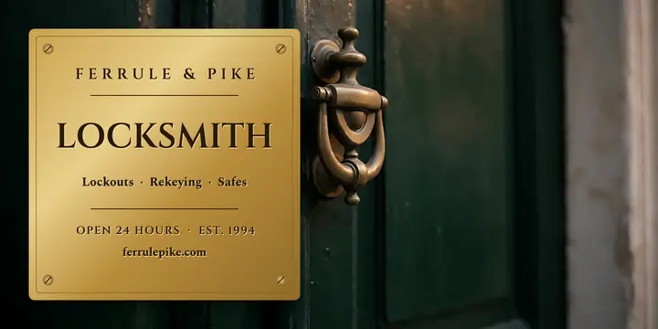 Ferrule and Pike locksmith plaque post: locksmith social post template