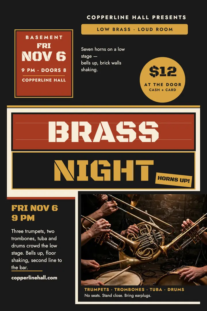 Copperline Brass Night brick poster template