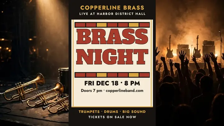 Copperline Brass club night thumbnail template