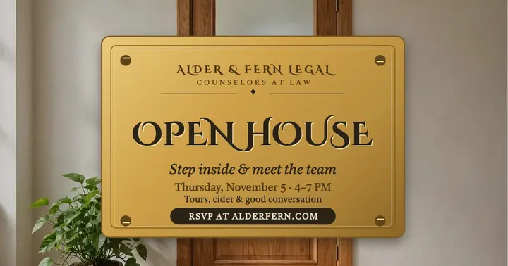 Alder and Fern Legal open house plaque post template