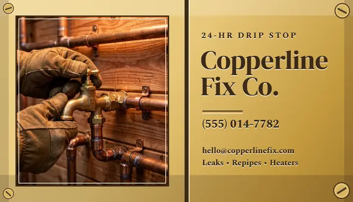 Copperline brass plumber card template