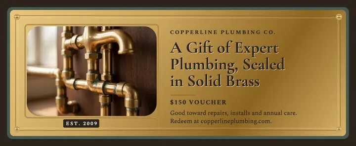 Copperline brass plumbing gift voucher template