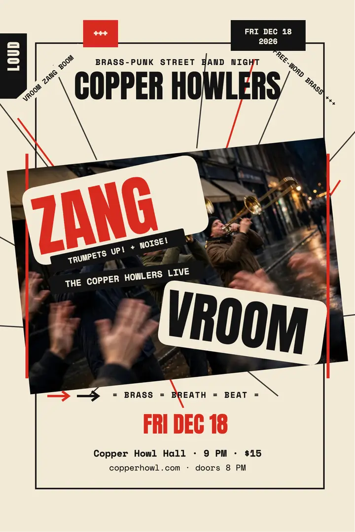 Copper Howlers brass-punk night poster template