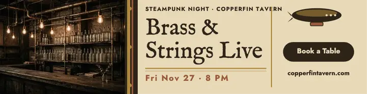 Copperfin gig night steampunk billboard template