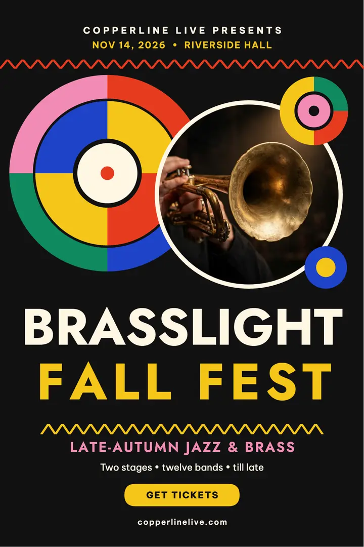 Brasslight Fall Fest jazz poster: jazz festival poster template